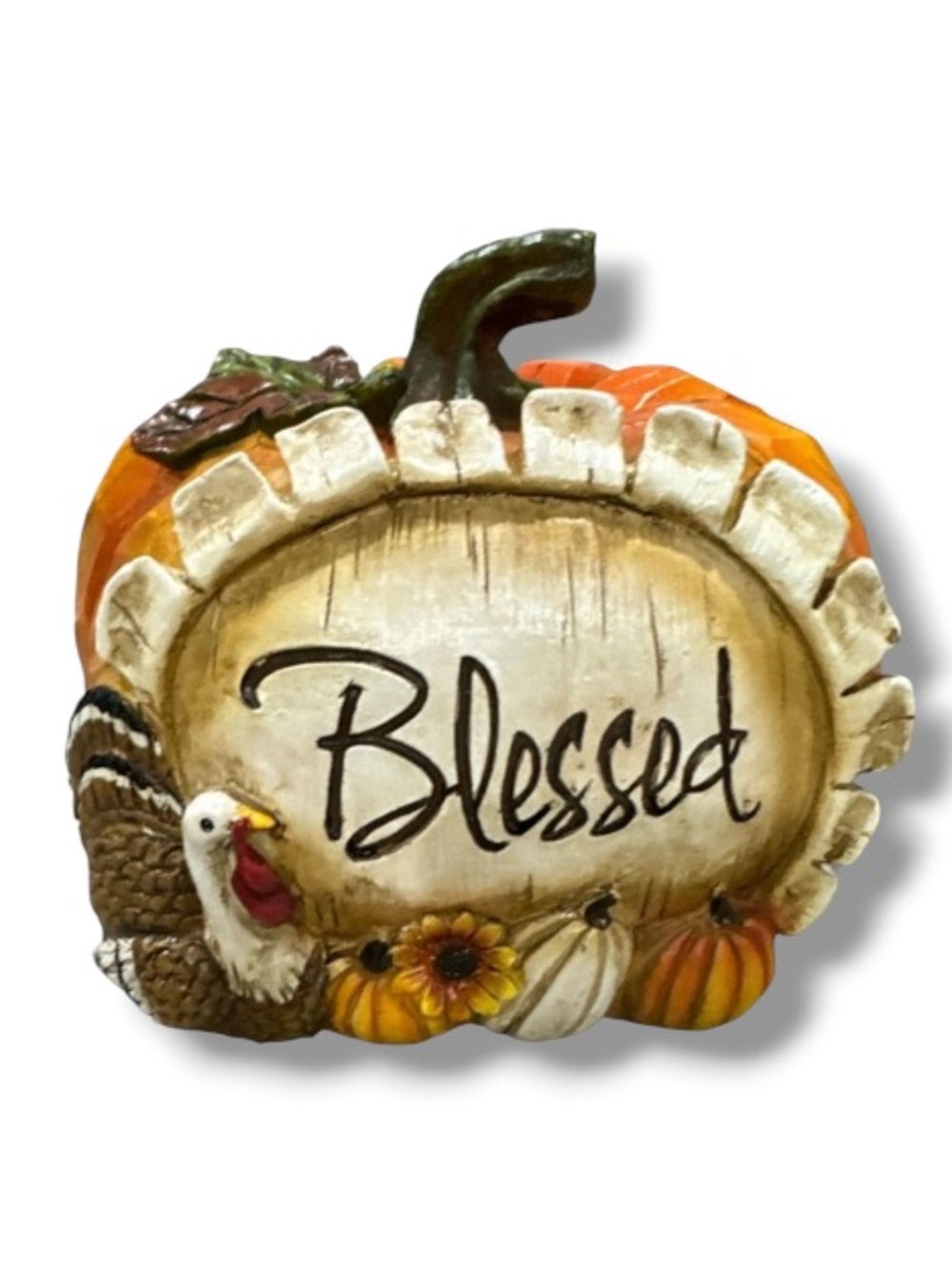 Thanksgiving Pumpkin Turkey Blessed Decor Autumn Fall Home Table Top Decor NWOT